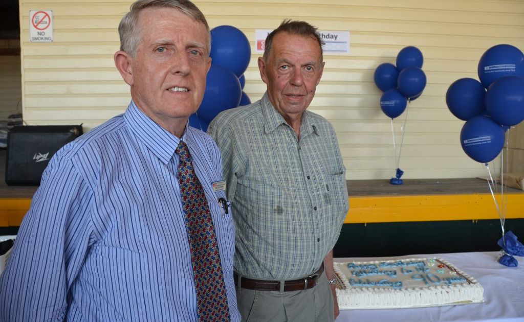 Killarney Co-op general manager Pat Brosnan and the longest current serving staff member, Bruce Goodwin, celebrate the Co-op's 90th birthday. Killarney Co-op general manager Pat Brosnan and the longest current serving staff member, Bruce Goodwin, celebrate the Co-op's 90th birthday.